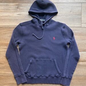 Ralph Lauren | Waffle Knit Premium Popover Hoodie in Navy (Medium)